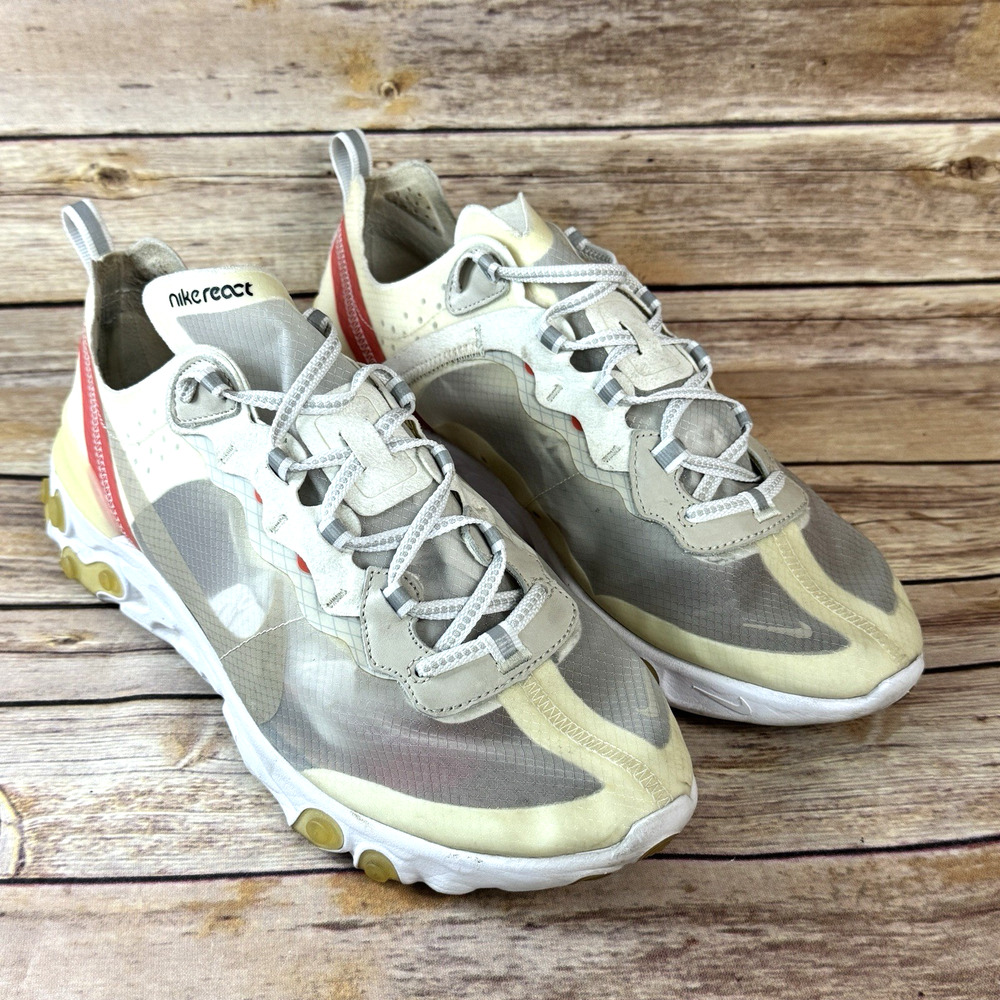 Nike React Element 87 Light Bone White Beige Red AQ1090-100 Men's Sneakers 10.5
